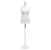 Display Geek Female Dressmakers Dummy White Torso with Whitewood Round Base Stand